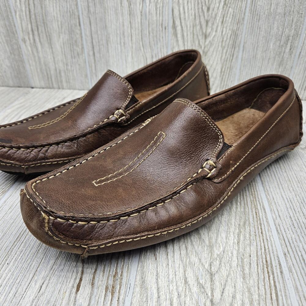 Clarks Shoes Mens Size 9M Brown Leather Slip On Loafers Driving Moccasin Comfort